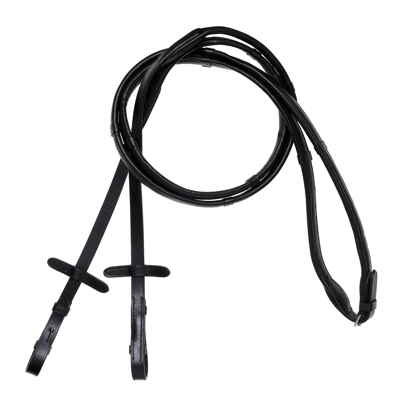 Lumiere Padded nappa leather reins (flat) - black & brown (silver fittings)